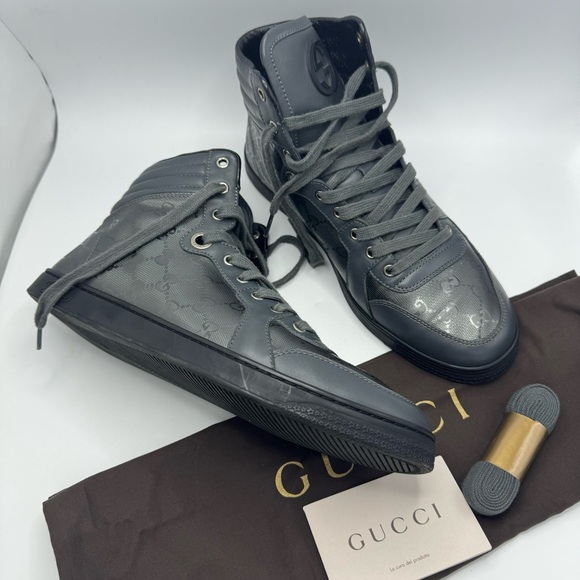 AUTHENTIC GUCCI Coda GG Imprime Canvas Sneakers Size 9 In Platinum Grey - Picture 3 of 16